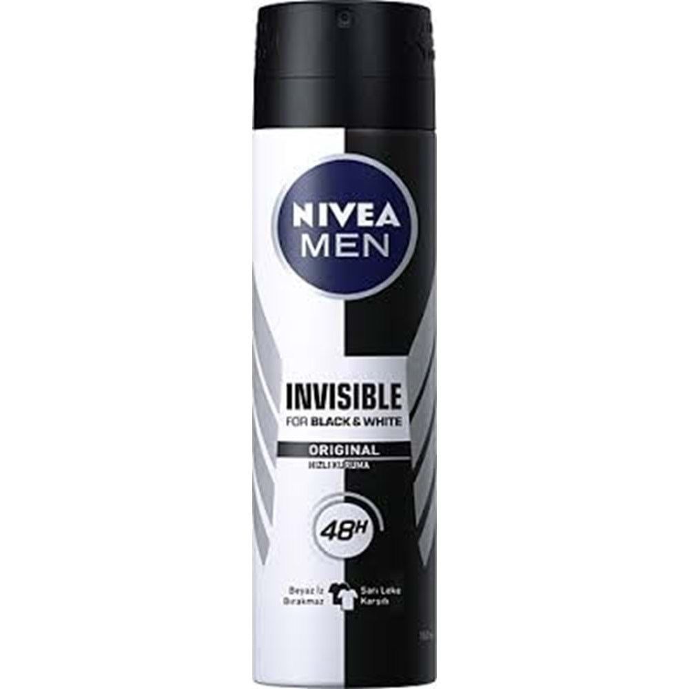 NIVEA MEN DEO 6174 BLACK WHİTE INV ORJİNAL 150 ML