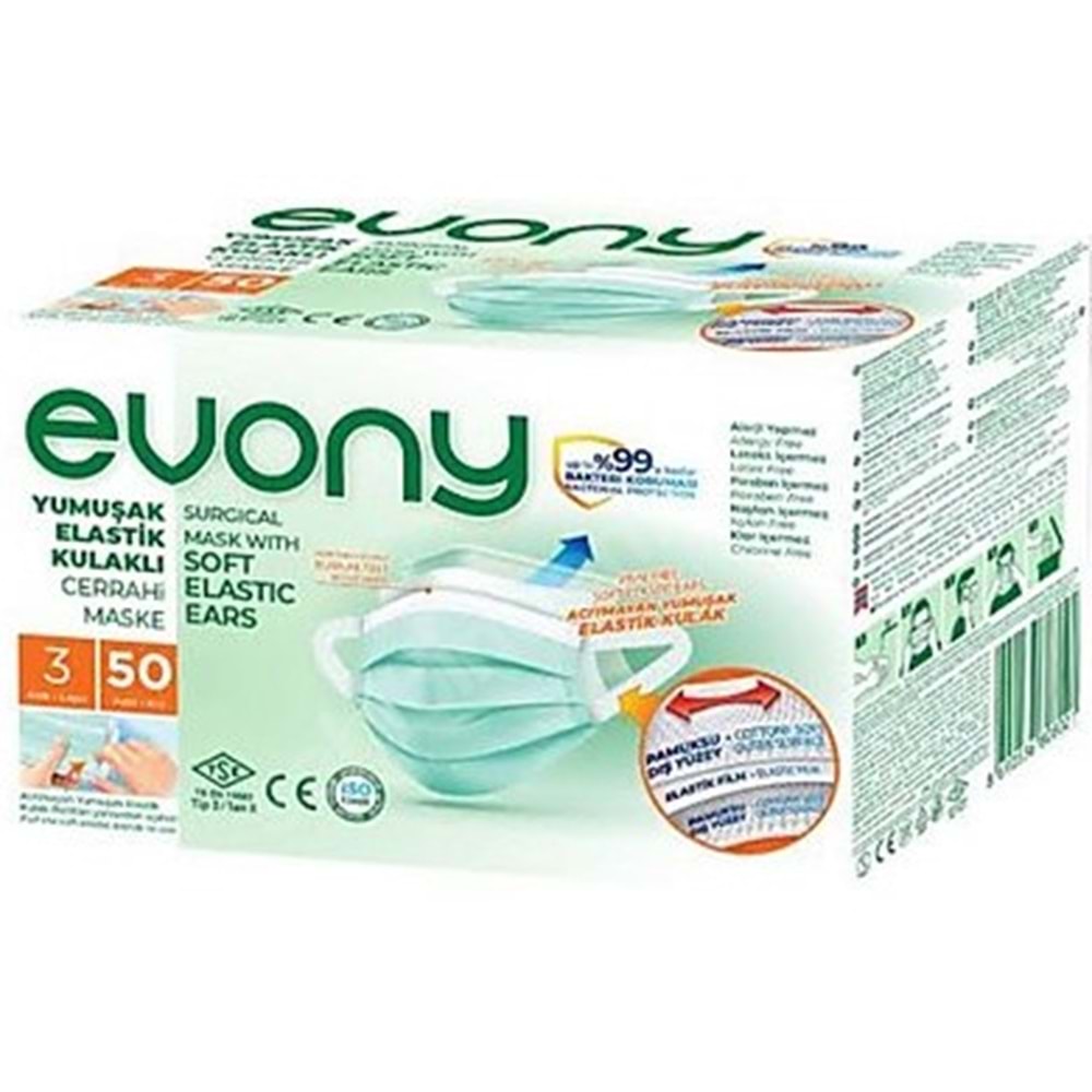 EVONY MASKE 3 KATLI 50 ADET-YEŞİL