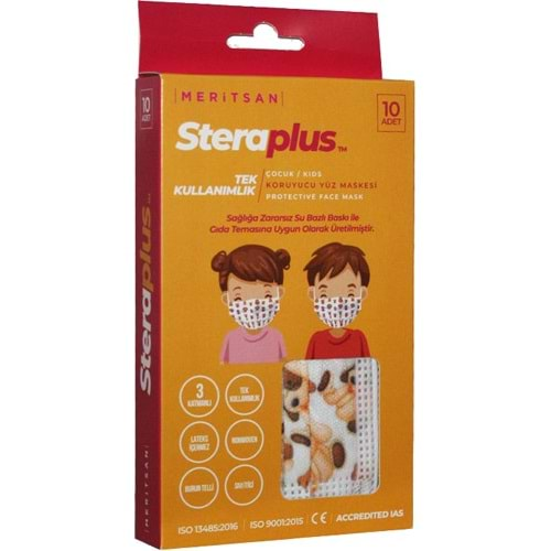 STERAPLUS ÇOCUK MASKESİ 10 LU DESENLİ