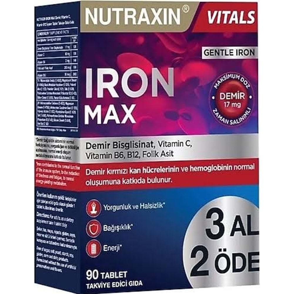 NUTRAXİN 9457 3AL2 ÖDE IRON MAX 90 TABLET